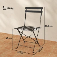 Outsunny Set di 2 Sedie da Giardino Pieghevoli con Seduta a Doghe(m-3)