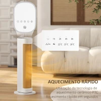 HOMCOM Aquecedor Elétrico de Baixo Consumo 2000W com 3 Modos Termostato Regulável Proteção contra Sobreaquecimento 21x19,7x61 cm Branco(m-4)