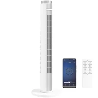 HOMCOM 96 cm Tower Fan with WiFi App Control, Standing Floor Fan with 3 Speed 4 Modes, 12 Hour Timer and Night Light White(m-10)