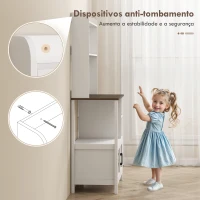 HOMCOM Armário de Cozinha Alto Móvel Auxiliar de Cozinha com 6 Ganchos para Chávenas 2 Portas de Vidro Prateleiras Abertas  80x40x152 cm Branco(m-6)