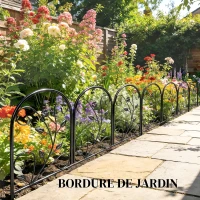 Outsunny Clôture de Jardin Décorative 5 Panneaux de 80x60 cm pour Animaux Fleurs Patio, Panneaux de Clôture Antirouille, Noir(m-8)