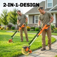 Outsunny Accu grastrimmer 21V met 2x4,0Ah accu's en oplader 25 cm maaibreedte verstelbare telescoopsteel(m-4)