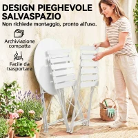 Outsunny Set Bistrò da Esterno Pieghevole con Tavolo e 2 Sedie, Bianco(m-5)
