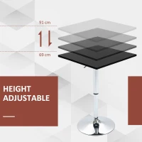 HOMCOM Modern Height Adjustable Counter Bar Table with 360° Swivel Tabletop and Electroplating Metal Base, Pub Desk for Living Room, Kitchen, Restaurant, Pub, Black and Silver(m-4)