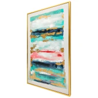 HOMCOM Quadro em Tela Abstrato Pintado à Mão 120x80 cm Quadro para Decoração de Salão Moderno com Moldura de Madeira Multicolor(m-11)