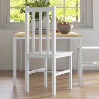 HOMCOM Conjunto de 2 Cadeiras de Sala de Jantar com Encosto de Ripas Estrutura de Madeira de Pinho 38,5x47,5x99 cm Branco(m-7)