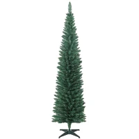 HOMCOM Árvore de Natal Slim 210 cm Árvore de Natal Artificial com 401 Ramos Suporte Metálico Decoração para Interior Verde(m-1)