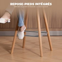 HOMCOM Lot de 2 tabourets de bar, chaises de bar, assise rembourrée, dossier et repose-pieds, 48 x 48 x 99,5 cm, gris(m-6)