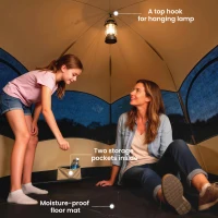 Outsunny Double Layer Instant Pop Up Tent with Rainfly, Portable Camping Shelter with Sewn-in Groundsheet and Carry Bag, Khaki(m-8)