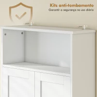 HOMCOM Armário sobre a Sanita, Móvel de Casa de Banho com 2 Portas de Fecho Suave e Prateleira Aberta, 64 x 21 x 173,5 cm, Branco(m-8)