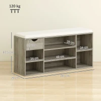 HOMCOM Shoe Storage Bench with Cushion - Grey(m-3)