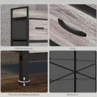 HOMCOM Cómoda com 6 Gavetas Dobráveis de Tecido Estrutura de Aço e Estilo Industrial 79x29x85 cm Cinzento(m-7)