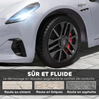 AIYAPLAY Voiture électrique pour enfants sous licence Maserati Gran Turismo Folgore, 12V avec télécommande, de 3 à 5 ans, gris(m-6)