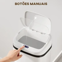 HOMCOM Balde de Lixo Automático 50L Estreito em Aço Inoxidável com Sensor Infravermelhos Modo Manual 33x25x84 cm Branco(m-5)