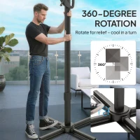 Outsunny 3 x 3 m Garden Cantilever Parasol w/ Light, Cover, UPF50+ Patio Umbrella w/ Wind Protection, 360° Rotation, Dark Grey(m-9)