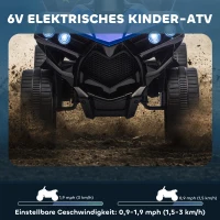 AIYAPLAY Kinder Quad Elektro 6V Kinderquad mit Vorwärts-, Rückwärtsfunktion, Musik, LED-Scheinwerfer Blau(m-4)