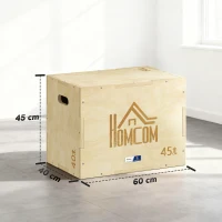 Box jump pliométrie 3 en 1 - Collaboration Aosom.fr x FFHandball - boîte à saut musculation fitness bois(m-3)