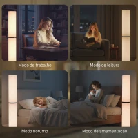 HOMCOM Candeeiro de Pé Moderno Candeeiro de Sala com Brilho Temperaturas de Cor Ajustáveis 3000K-6000K Controle Remoto Magnético Temporizador para Quarto Escritório Decoração Ø20x135 cm Bege(m-6)
