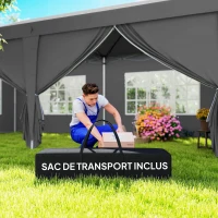 Outsunny Tonnelle de Jardin Barnum Pliant Côtés Amovibles Structure en Acier Renforcée Sac de Transport 3x6m Gris Foncé(m-7)