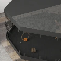 PawHut Parc pour chien enclos chien intérieur 8 panneaux pliables avec porte pour chiots acier 61l x 61H cm noir(m-9)