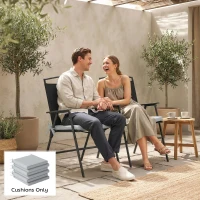 Outsunny Set of 6 Outdoor Seat Cushions with Machine Washable Cover, Water Repellent Seat Cushions Light Grey(m-9)