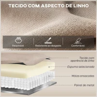 HOMCOM Poltrona Reclinável Manual com Tecido de Aspeto em Linho e Apoio para os Pés 85x93x105 cm Bege(m-5)