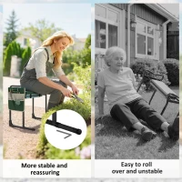 Outsunny Ławka Ogrodowa z Poduszką do Klęczenia i Siedzenia, Obciążenie do 150 kg, Wysuwane Stalowe Nogi(m-5)
