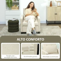 HOMCOM Sofá Cama Individual Poltrona com 4 Rodas Encosto Reclinável Almofada Extra e Assento Acolchoado 69x82,5x84 cm Bege(m-5)