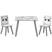 ZONEKIZ Ensemble table et chaises pour enfants, table pour enfant avec 2 chaises, motif animaux pour chambre à coucher gris(m-12)