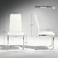 HOMCOM Conjunto de 4 Cadeiras de Sala de Jantar com Assento Acolchoado e Pés de Metal Cadeiras Cantilever Modernas 45x61x98 cm Creme(m-3)