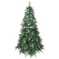 HOMCOM Árvore de Natal Artificial 210 cm Ramos Realistas com Efeito Neve Árvore de Natal com Suporte em Aço Base Dobrável Verde(m-11)