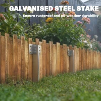 Outsunny 20er-Pack Bahnschwellen-Befestigungswinkel, 41 cm Schwerlast-Verzinkte Stahlpfähle mit Schrauben und Handschuhen(m-6)