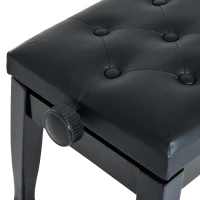 HOMCOM Banco de Piano Altura Ajustável Assento de Couro Sintético Pernas em Madeira 64x35x55 cm Preto(m-7)