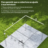 Outsunny Cobertura para Pérgola 3,5x2,5 m Teto de Substituição Retrátil para Pérgola com 10 Orifícios de Drenagem Café(m-4)