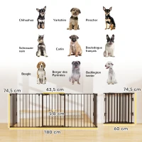 PawHut Barrière de sécurité parc enclos chien modulable pliable porte intégrée 300L max. x 74,5H cm métal PP noir(m-3)