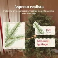 HOMCOM Árvore de Natal Artificial 210 cm com 1123 Ramos Densos e Suporte Metálico Dobrável para Interior Verde(m-5)
