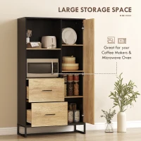 HOMCOM Tall Kitchen Cupboard, Freestanding Kitchen Pantry Cabinet with Adjustable Shelves, Drawers and Soft Close Door, 160cm(m-4)