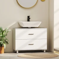 HOMCOM Meuble sous lavabo, meuble de salle de bain avec 2 tiroirs, style moderne, 80 x 30 x 60 cm, blanc(m-10)