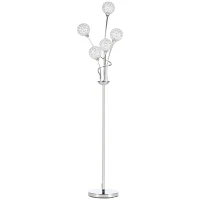 HOMCOM Crystal Floor Lamps for Living Room Bedroom with 5 Light, Modern Upright Standing Lamp, 34x25x156cm, Silver(m-1)