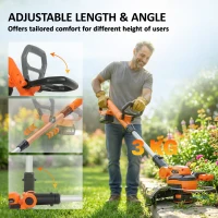 Outsunny Accu grastrimmer 21V met 2x4,0Ah accu's en oplader 25 cm maaibreedte verstelbare telescoopsteel(m-8)