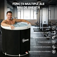 Outsunny Cadă cu Gheață 280L, Cadă pentru Imersiune în Terapia Rece cu Capac și Pompă, Cadă Gonflabilă pentru Recuperare/Terapie pentru Interior și Exterior Adulți(m-9)
