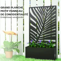 Outsunny Jardinière avec treillis, bac à fleurs avec brise-vue en métal, pour cour, jardin, balcon, 61 x 23 x 113 cm, noir(m-6)