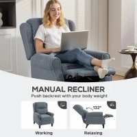HOMCOM Recliner Armchair with Extended Leg Rest - Grey(m-4)