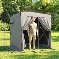 Outsunny Pawilon 1,85x1,85m Wodoodporny Stabilny Zimoodporny Pop-up Składany Pawilon z 4 Siatkowanymi Ścianami Bocznymi Torbą, UV 30+(m-3)