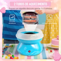 HOMCOM Máquina de Algodão Doce Potência 450W-550W Doce com Colher Medidora e 10 Palitos de Bambu 27x26x18 cm Azul(m-4)