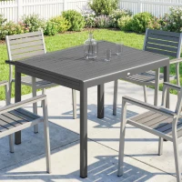 Outsunny Tavolo da Giardino Allungabile per 6-8 Persone con Piano a Doghe, in Alluminio, 110-170x90x75 cm, Grigio Scuro(m-9)