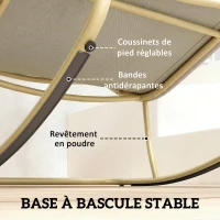 Outsunny Rocking Chair de Jardin Fauteuil à Bascule Coussin Moelleux 125cm Large 64cm en Acier et Textilène Beige et Doré(m-7)