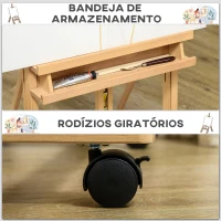 Vinsetto Cavalete de Pintura Dobrável 238 cm Cavalete de Madeira com Rodas Altura Ajustável Bandeja Madeira(m-6)