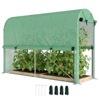 Outsunny Serre de jardin PE, serre de balcon, bâche renforcée 140 g/m², châssis en acier, porte zippée enroulable, pour légumes plantes fleurs, intérieur et extérieur, 300 x 100 x 200 cm, vert(m-1)