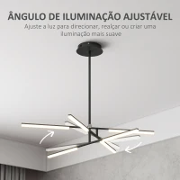 HOMCOM Candeeiro Suspenso Moderno Candeeiro de Teto LED com Ângulo de Luz Ajustável Pantalla de Acrílico Ø100x79 cm Preto(m-4)